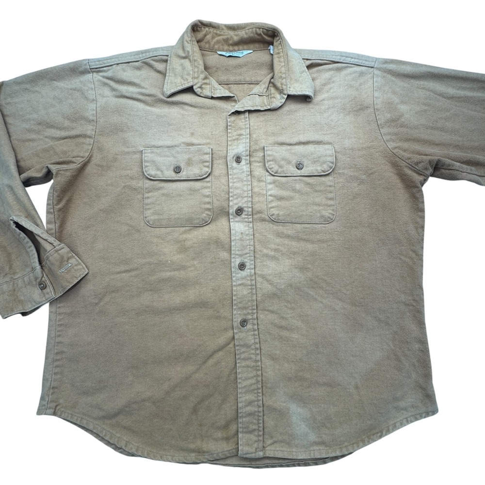 Vintage 80's Five Brothers Shirt Men XL Brown Flannel Detailed Pockets Button Up
